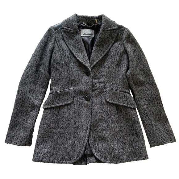 Guess Los Angeles 1981 Blazer Womens Small Leather Trim Wool Hipster Sports Coat - Picture 4 of 16